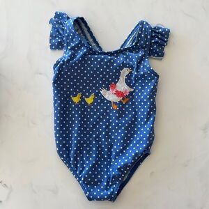 Mini Boden goose appliqué swimsuit 18-24 months